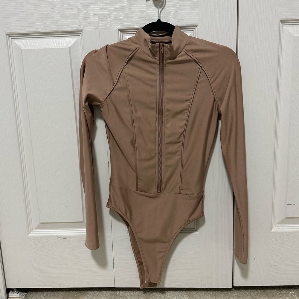Nude Zip up Bodysuit